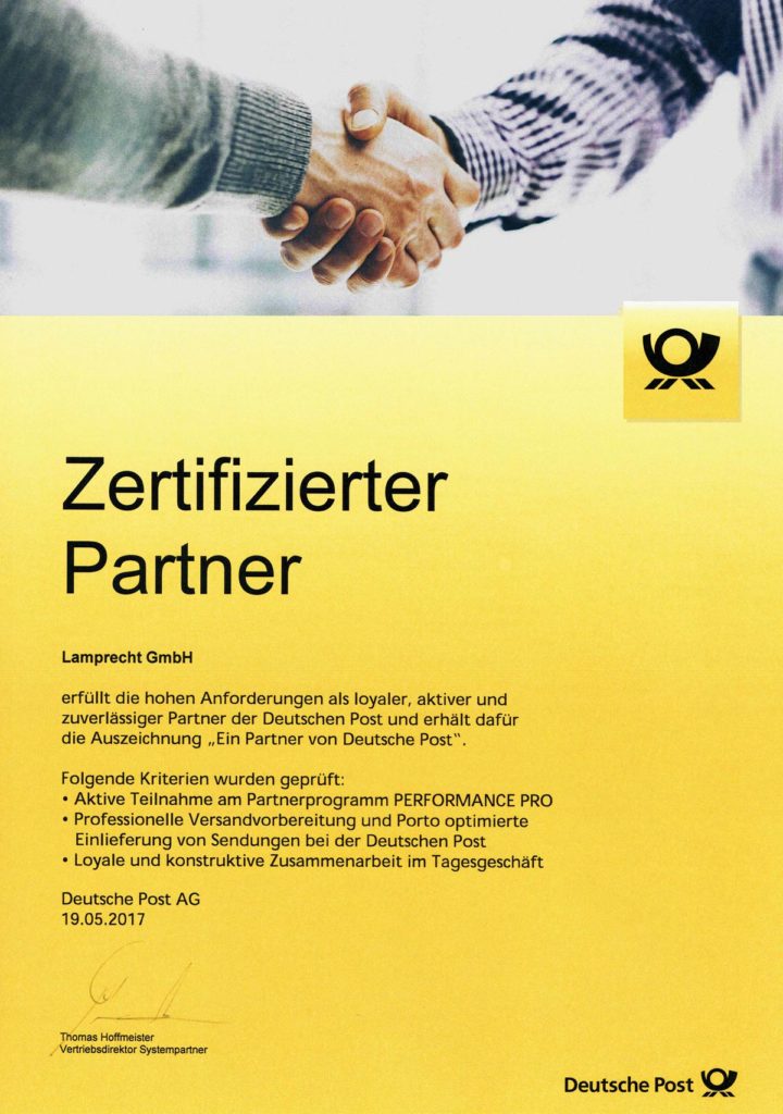 zertifizierter Partner Deutsche Post Münsterland